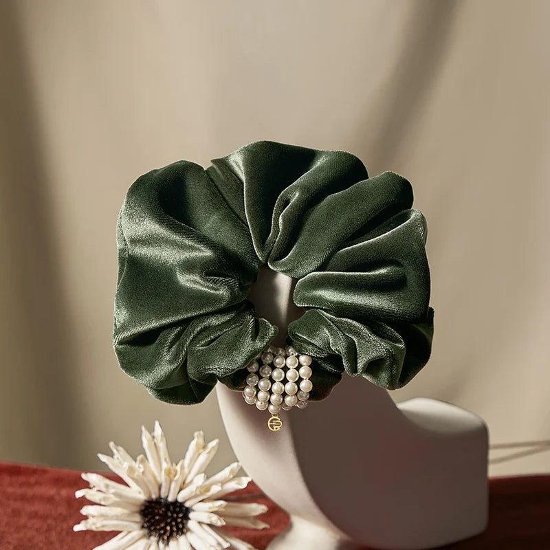 Jewel Large Scrunchies for Women - Elegant Hair Accessories with Rhinestones for Ponytails, Buns & Braids - Perfect for Parties, Weddings & Everyday Use