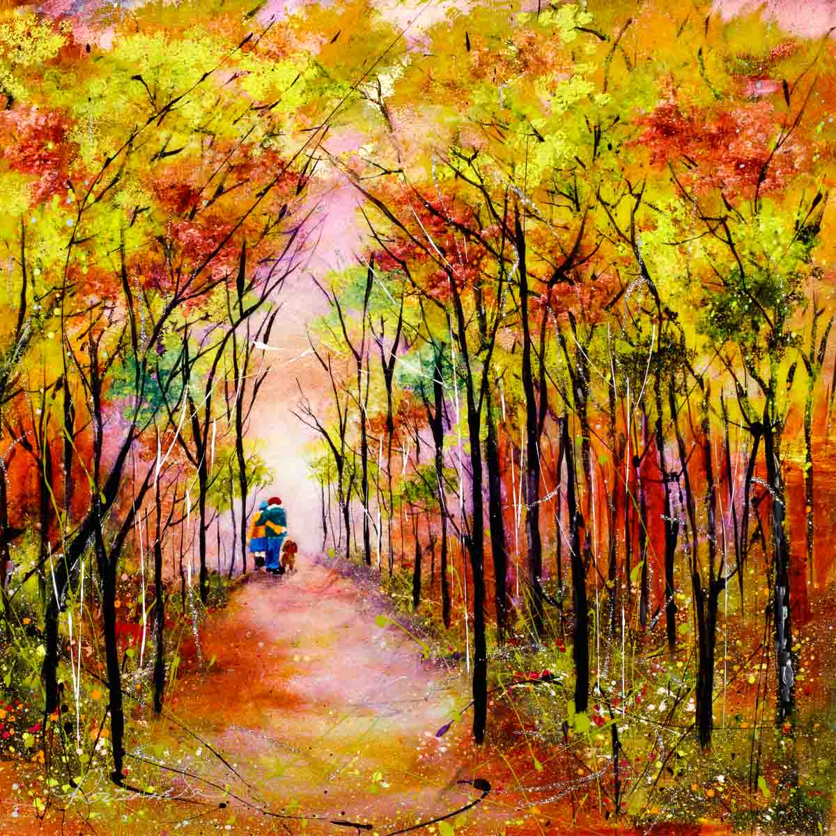 Original Autumn Walk Painting - Handmade Wall Art for Home Decor, Living Room, Bedroom & Office | Perfect Gift for Art Lovers
