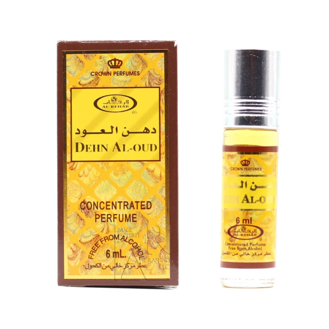 Al-Rehab Premium Arabian Perfume Oil - 6ml Dehn Al Oud - Long Lasting Fragrance for Women & Men - Perfect for Special Occasions, Date Nights & Gift Giving