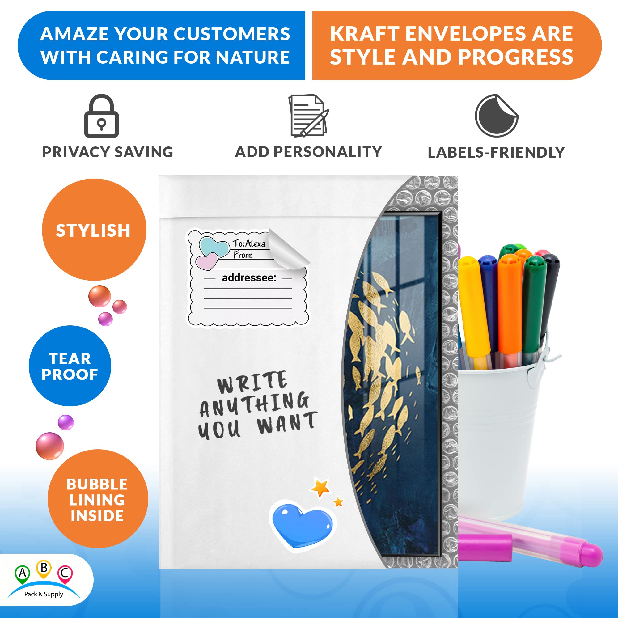 ABC PACK & SUPPLY 5x9 Inch Kraft Bubble Mailers - 700 Pack White Self-Seal Padded Shipping Envelopes with Bubble Cushioning & Self-Adhesive Tape | Perfect for Ecommerce, Amazon FBA, eBay Shipping & Small Business Mailings