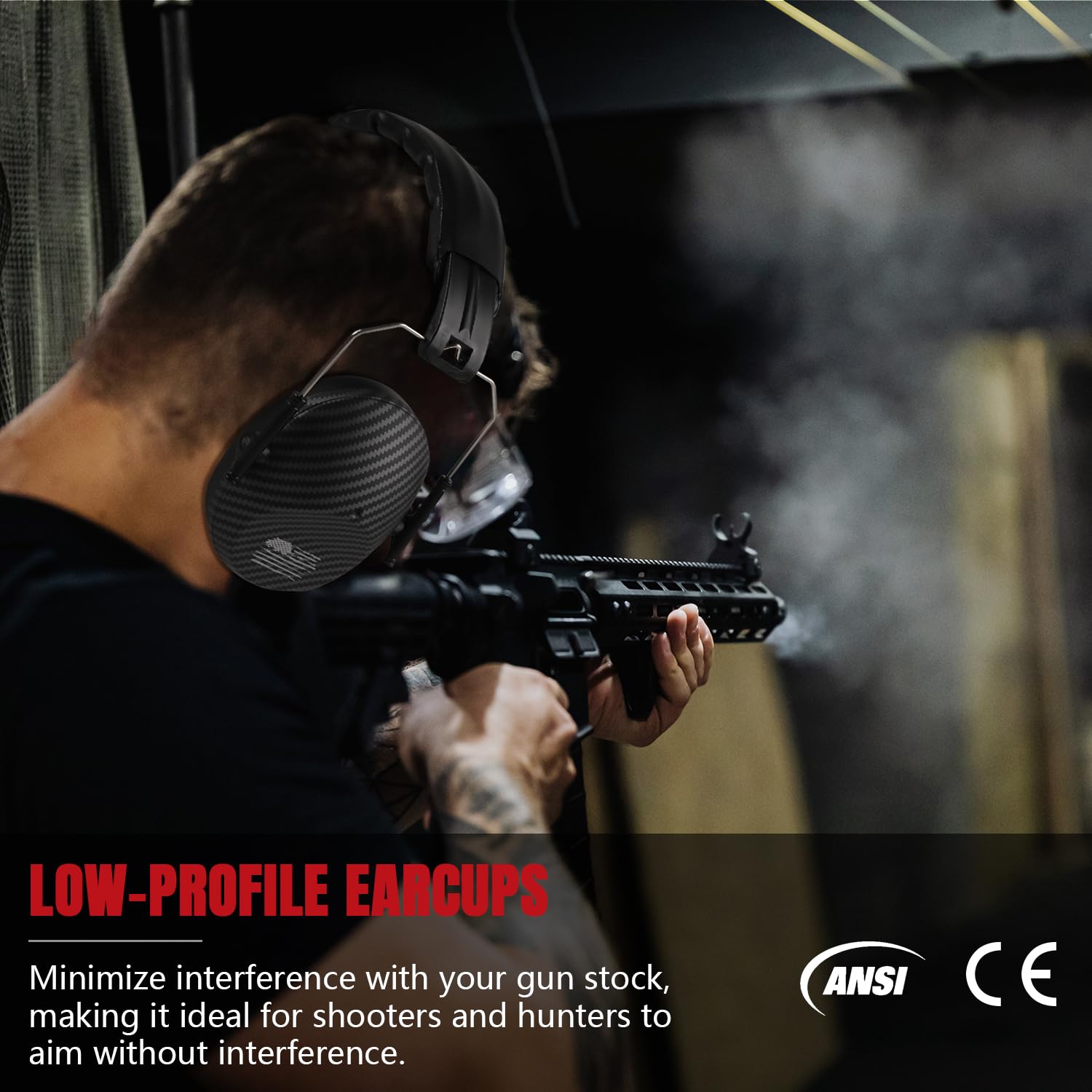 Hearmor Low Profile Shooting Earmuffs - NRR 23dB Noise Reduction Ear Protection for Gun Range, Hunting & Shooting Sports - Black - Perfect for Target Practice, Firearm Training & Outdoor Activities