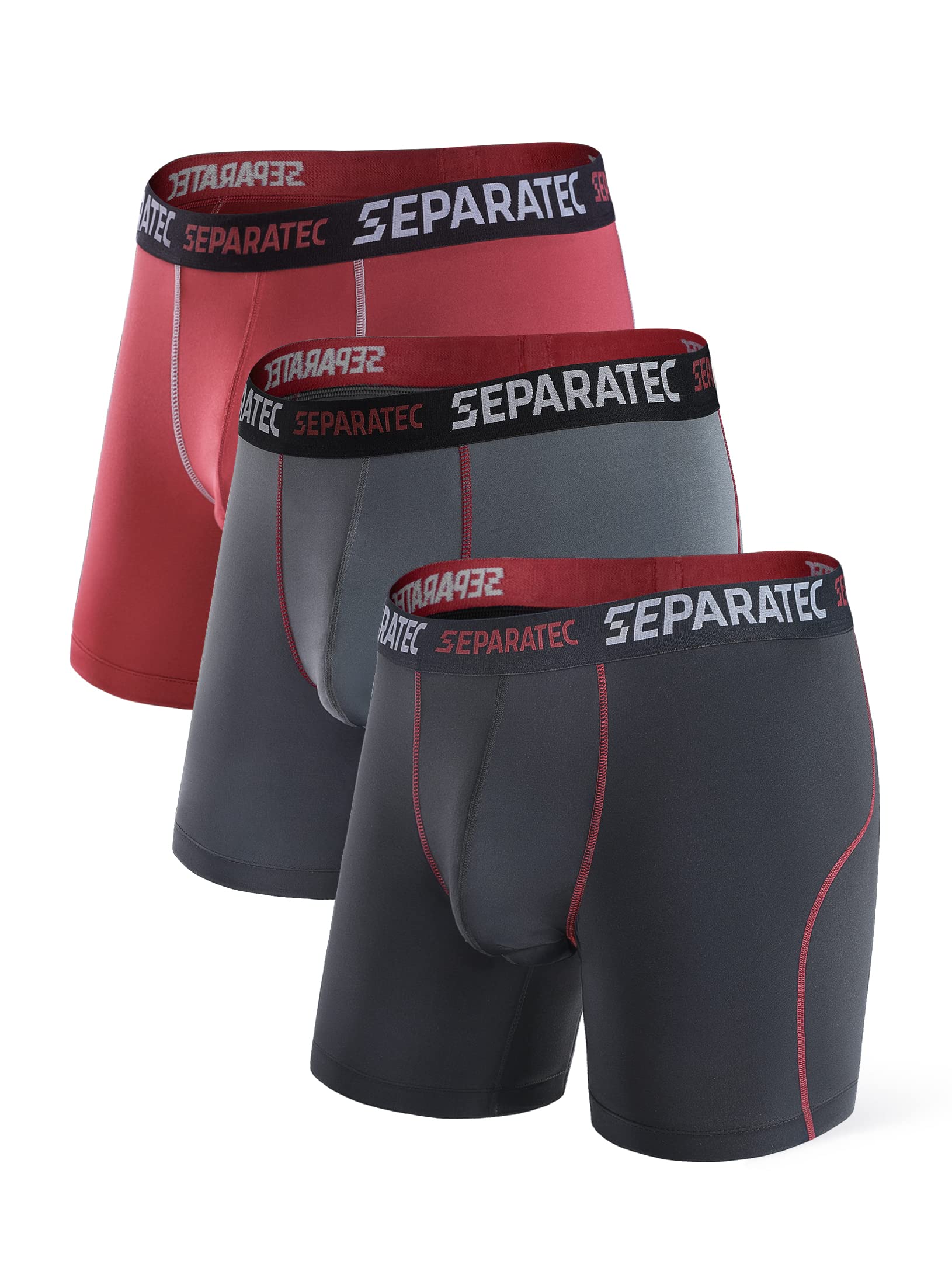 Separatec Men's Underwear with Pouch Support - Anti-Chafing Athletic Boxer Briefs (3-Pack) | Moisture-Wicking, Comfortable for Sports & Daily Wear