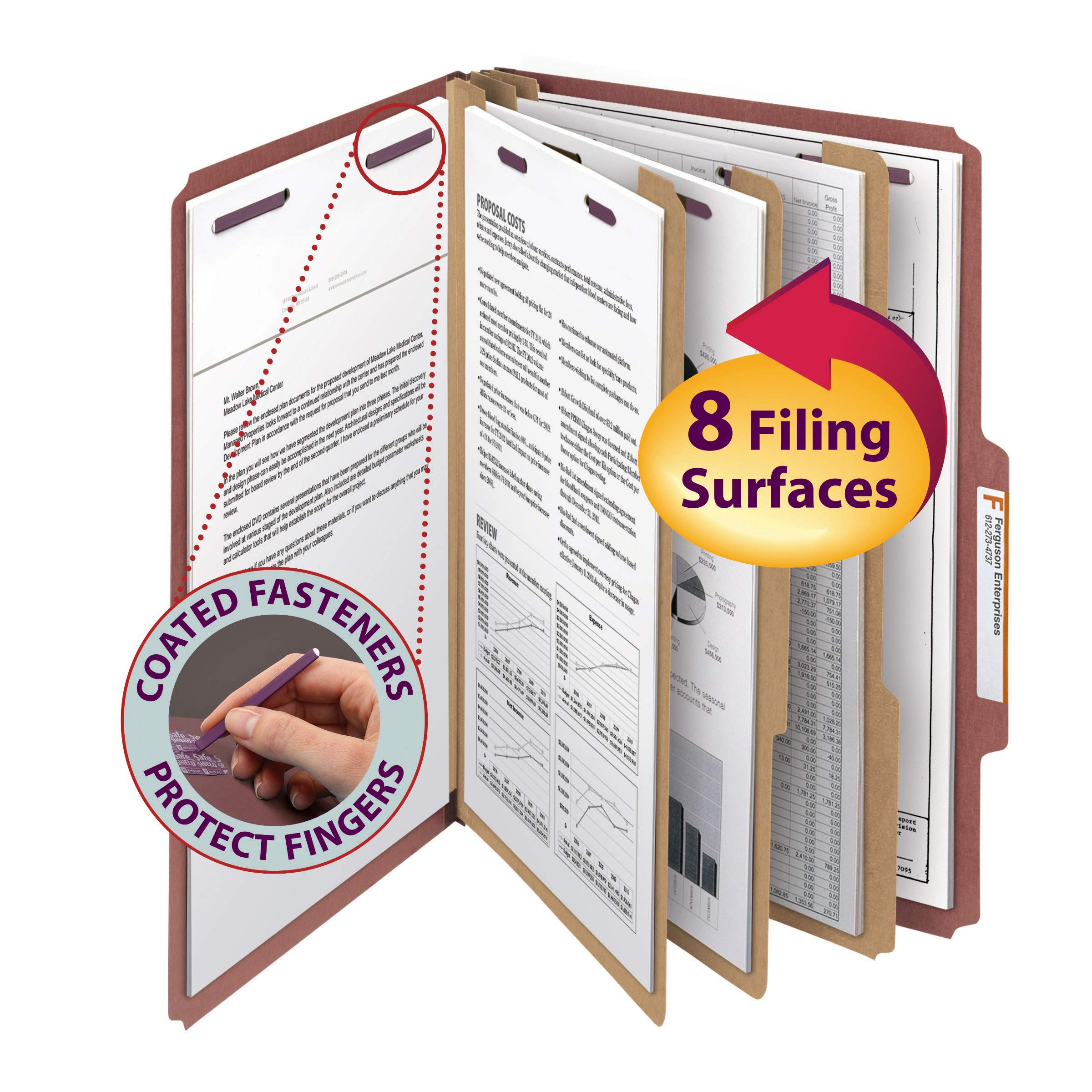Smead Pressboard Classification File Folder with SafeSHIELD® Fasteners - 3 Dividers, 3