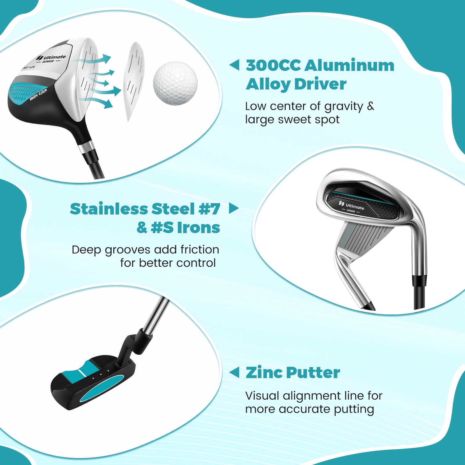 GYMAX Kids Golf Club Set - Right Handed Junior Golf Clubs for Boys & Girls Ages 3-12 with 4/6 Clubs & Stand Bag | Perfect for Backyard Practice, Driving Range & Junior Golf Tournaments