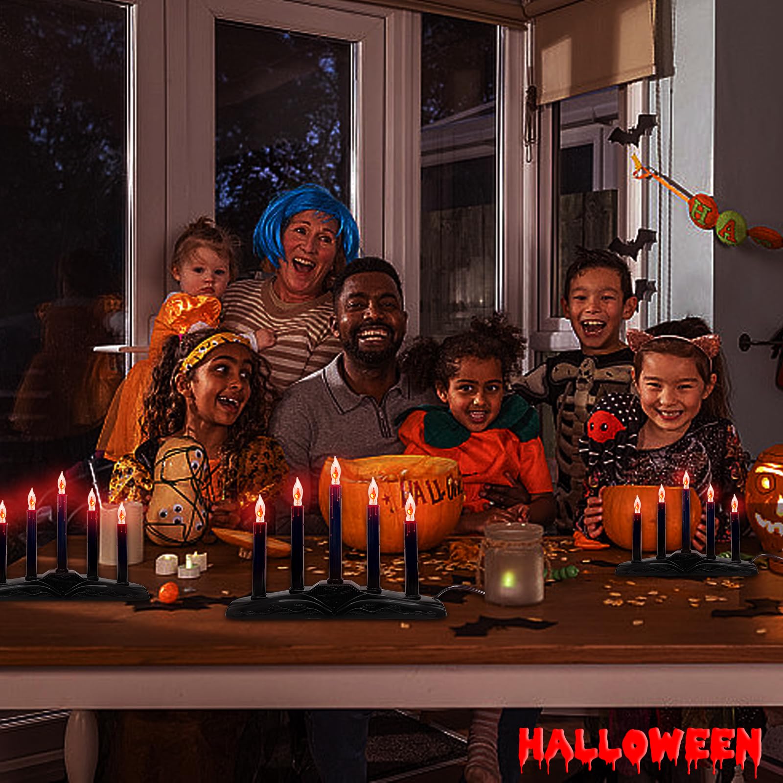 5-Pack Electric Window Candles - Flameless Flickering LED Candles with C18 Clear Flame Bulbs for Halloween & Christmas Decor - Indoor Plug-in Candle Lights for Windows, Tables, and Home Decoration - Perfect for Holiday Parties, Cozy Nights, and Festive Ambiance