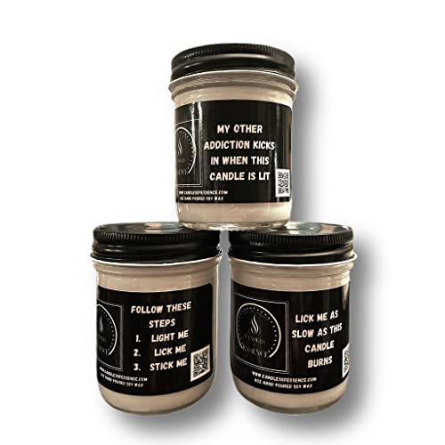 Luxury Soy Wax Candles (Set of 3) 8oz Hand-Poured Scented Candles for Men - Masculine Fragrance, Inspirational Quotes, Funny Gift Candles with QR Code | Perfect for Home Decor, Romantic Gifts & Relaxation