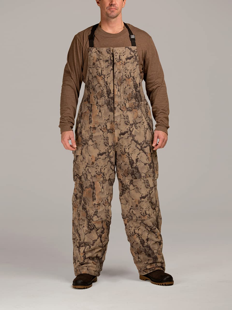 Natural Gear Windproof Fleece Bibs for Men - Insulated Winterceptor Hunting Overalls with Camo Pattern | Waterproof & Windproof for Cold Weather Hunting, Fishing & Outdoor Activities