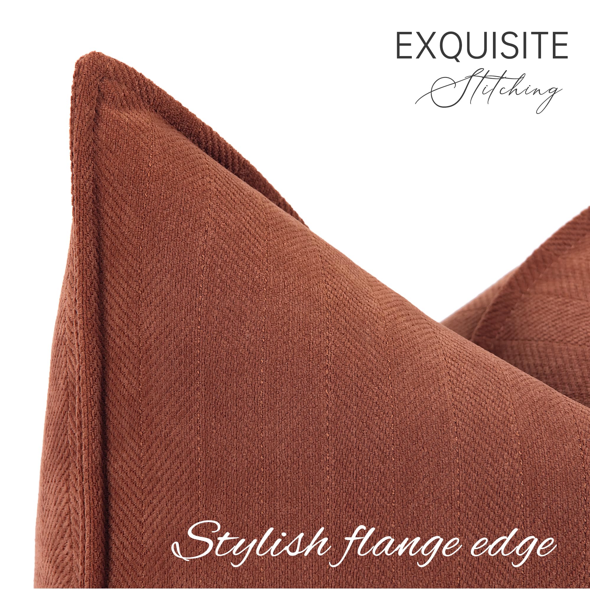 ZWJD Rust Chenille Throw Pillow Covers 20x20 Inch Set of 2 - Soft & Luxurious Fall Decorative Pillow Cases for Couch, Bed, Sofa - Elegant Home Decor for Living Room, Bedroom & Seasonal Styling