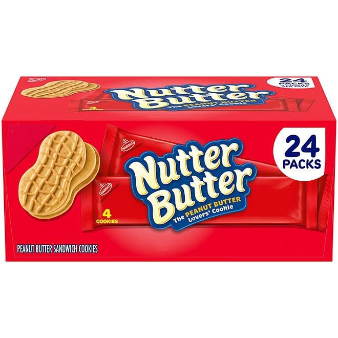 Crunchy Nutter Peanut Butter Sandwich Cookies - 1.9 oz Packs (24 Count, 4 Cookies Each) | Bulk Snacks for Office, School Lunch & Road Trips
