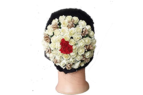 Navjai Rose Flower Artificial Juda Hair Clip - Bridal Hair Accessories for Women & Girls, Bun Maker & Decoration (1pc) - Perfect for Weddings, Parties & Special Occasions