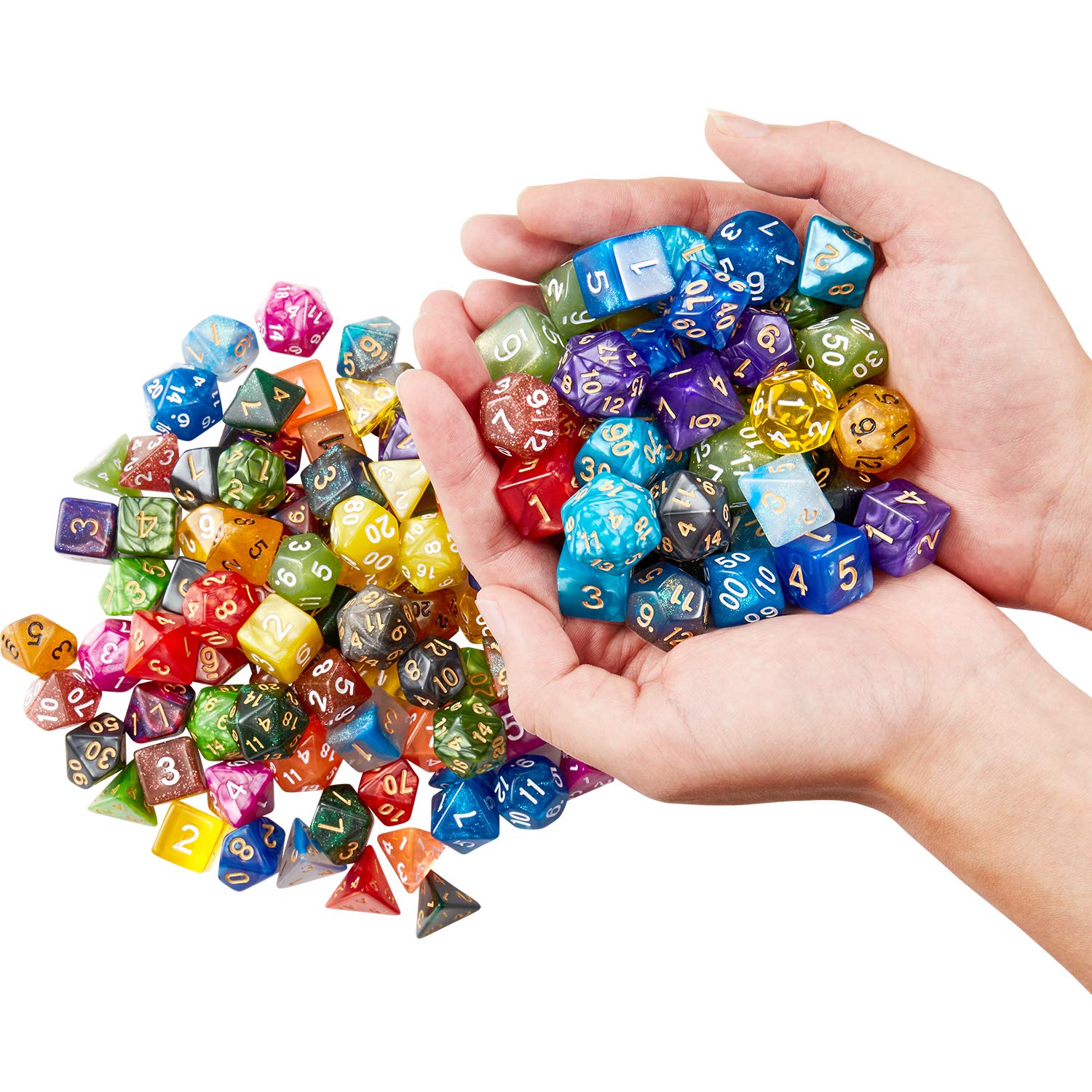 Premium 140-Piece DND Dice Set for Dungeons & Dragons, RPG, MTG - 20 Vibrant Colors with Large Flannel Storage Bag | Perfect for Tabletop Gaming, Campaigns & Gift Giving