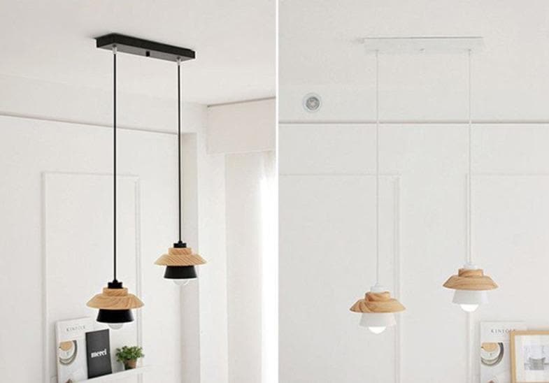 Modern Wood and Metal Layered LED Pendant Light - Stylish Hanging Fixture for Dining Room, Kitchen Island, or Bedroom Decor - Energy Efficient Dimmable Lighting Solution
