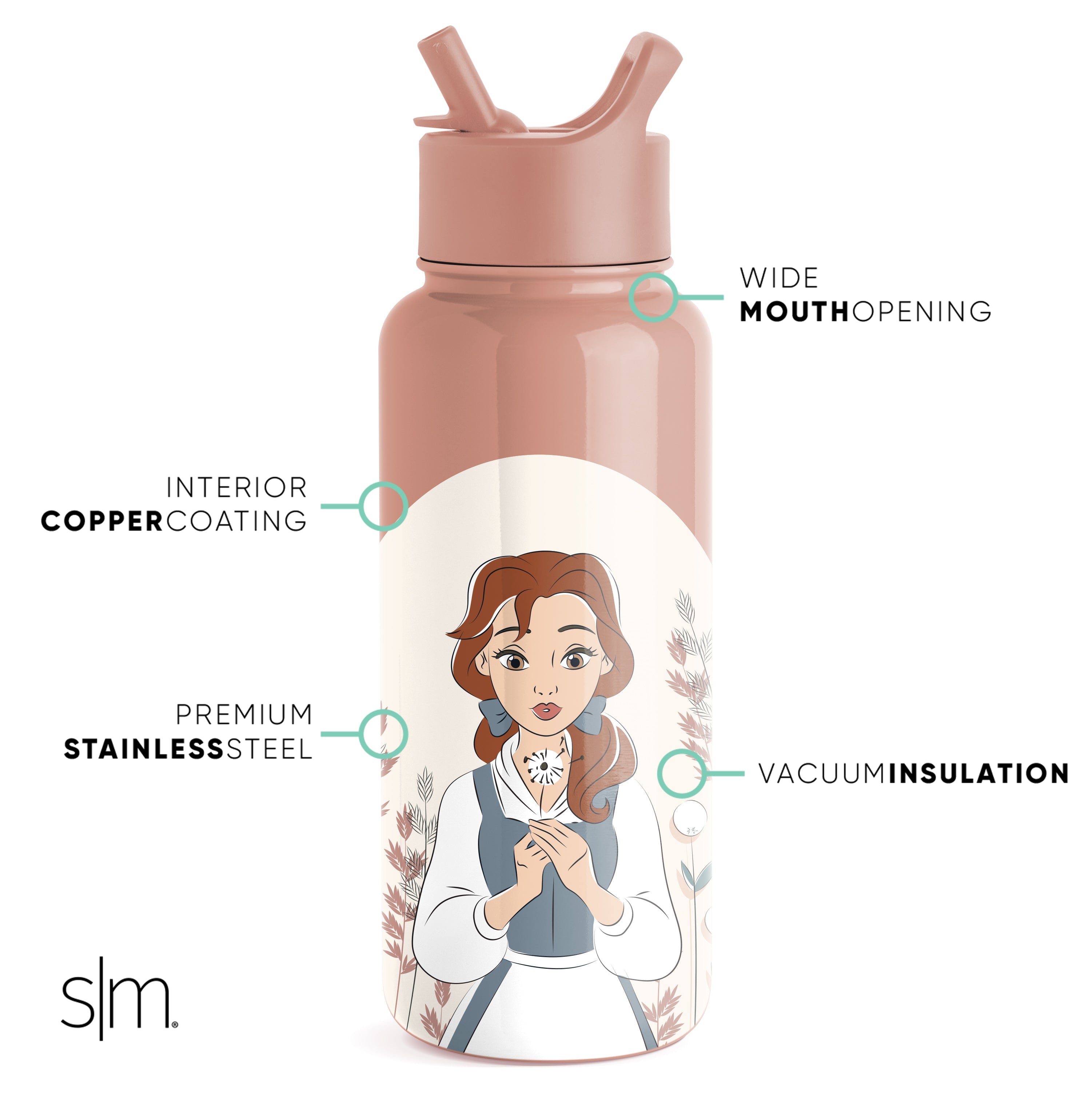 Disney Summit Insulated Water Bottle with Straw Lid - 20oz Stainless Steel Leakproof Tumbler for Kids, Outdoor Hiking & School Activities