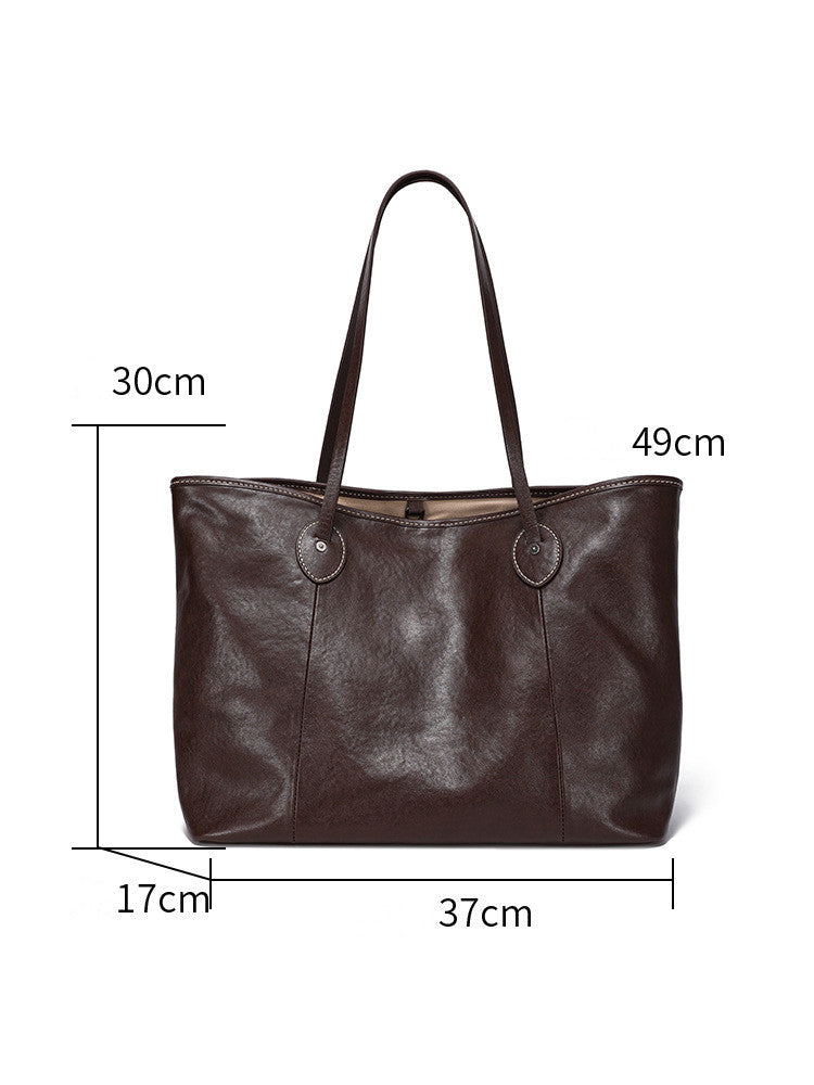Stylish Genuine Leather Tote Bag for Women - Waterproof & Spacious Work Bag - Perfect for Office, Travel & Everyday Use