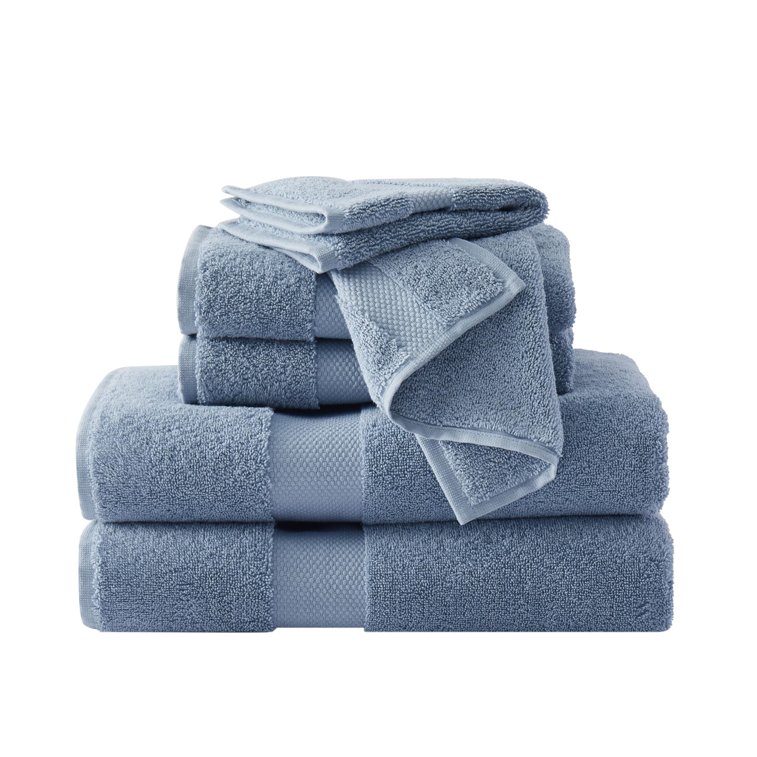 Premium 6-Piece Brooklyn Loom Turkish Cotton Towel Set - Ultra Soft & Absorbent Bath Towels (Blue) - Perfect for Spa, Beach & Luxury Bathroom Decor