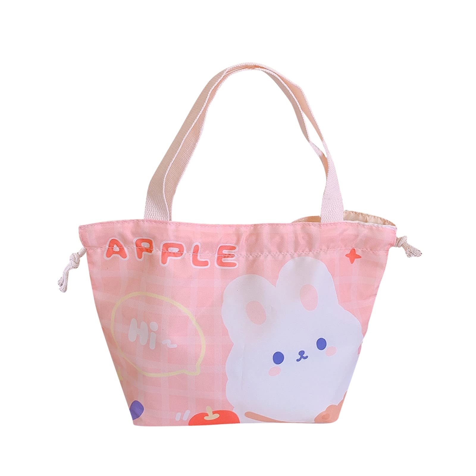 Guolarizi Insulated Lunch Tote Bag - Cute Cartoon Canvas Shopping Handbag for Women, Thermal Insulated Lunch Bag for Work, School, Picnics & Housekeeping (Style A)