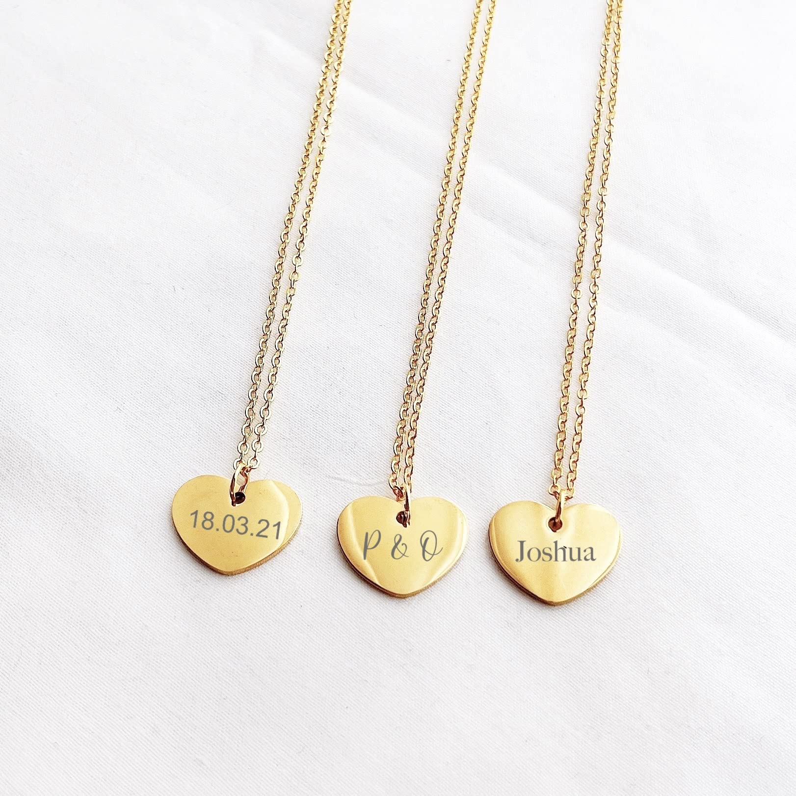 Personalized Engraved Heart Necklace for Women - Custom Name & Date Charm Pendant - Romantic Gift for Anniversary, Valentine's Day & Mother's Day