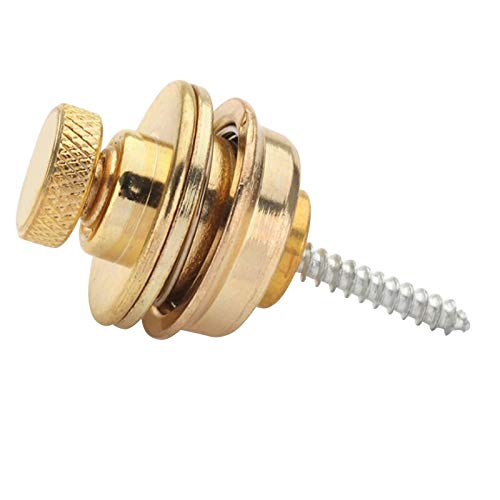 2Pcs Gold Guitar Round Button Straplock - Anti-Skid Buckle Replacement Parts for Secure Guitar Strap Locking | Perfect for Live Performances & Stage Use