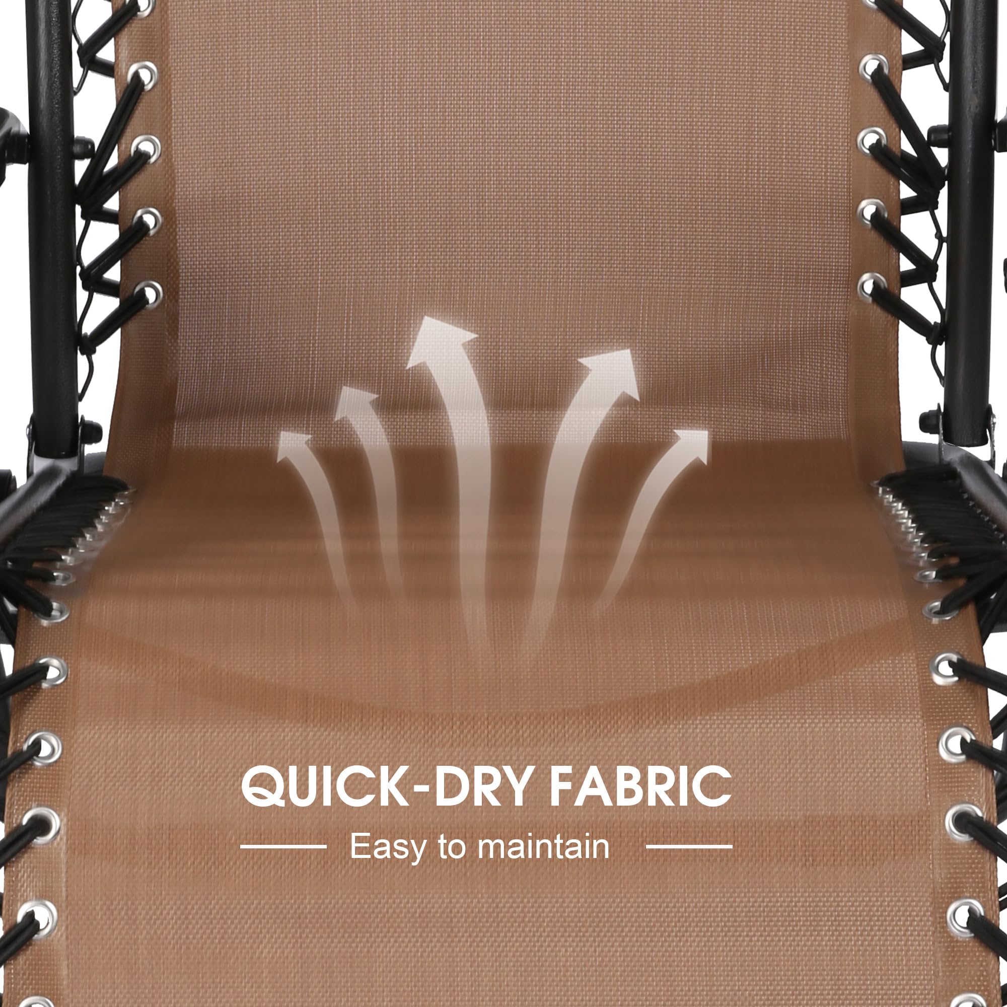 LUCKYERMORE Adjustable Textilene Zero Gravity Chairs Set of 2 - 300LB Capacity Outdoor Folding Recliners with Pillow, Portable Patio Lounge Chairs for Poolside, Beach, Backyard & Garden Relaxation (Brown) - Perfect for Sunbathing, Reading and Outdoor Napping