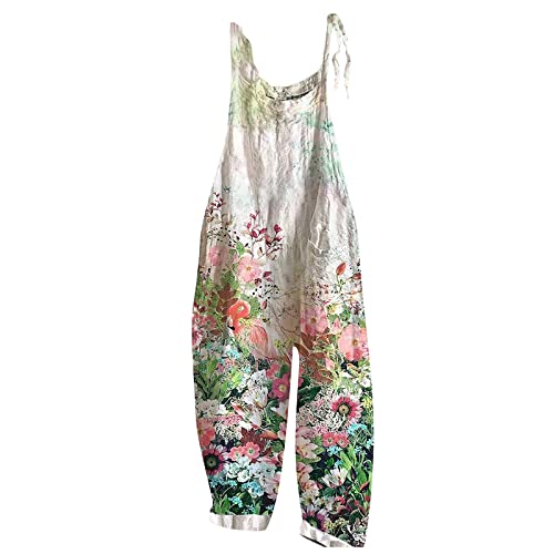 Women's Cute Print Overalls - Adjustable Wide Leg Loose Fit Casual Jumpsuit Romper Playsuit Pants | Perfect for Spring Outfits, Weekend Brunch & Casual Streetwear Fashion