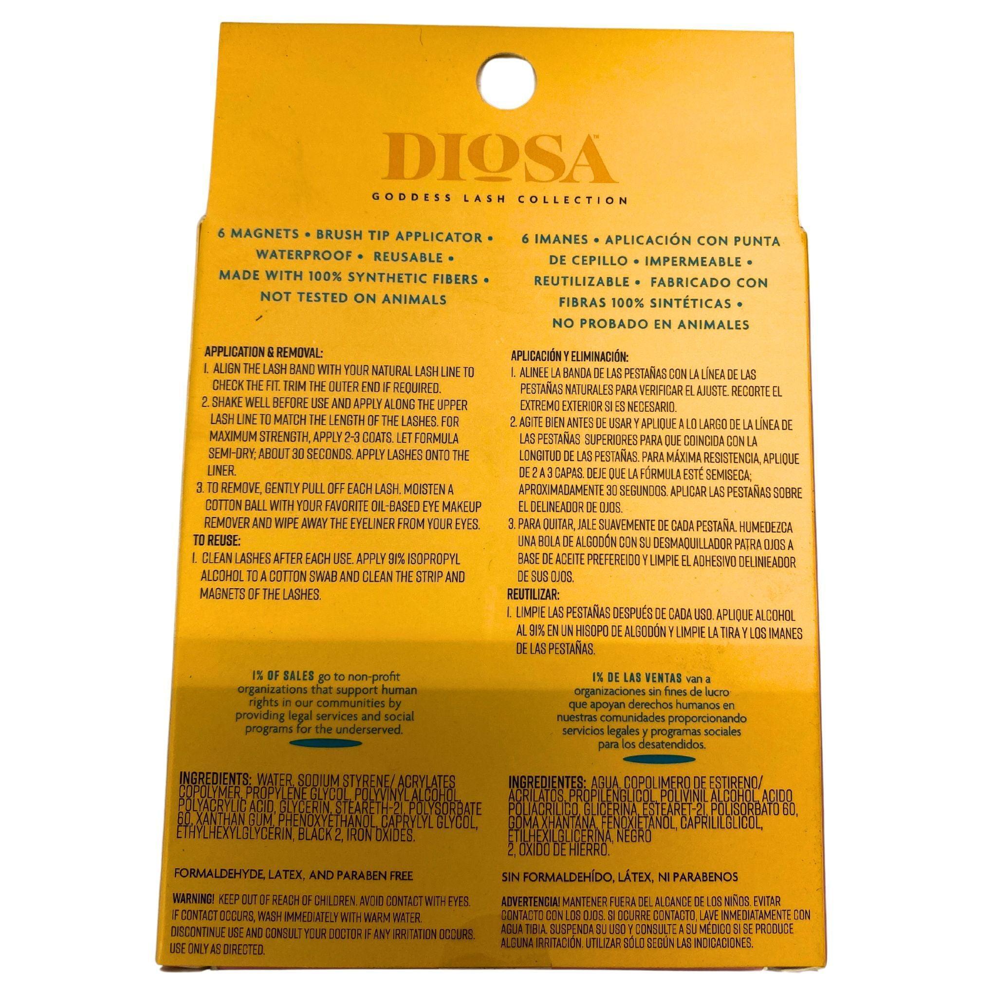 Diosa Vegan Magnetic Eyelash Kit - Chandra 2 Pair Black Magnetic Lashes with Adhesive 0.14 fl oz (72 Pcs) for Natural Look & Easy Application - Perfect for Daily Wear, Parties & Special Occasions