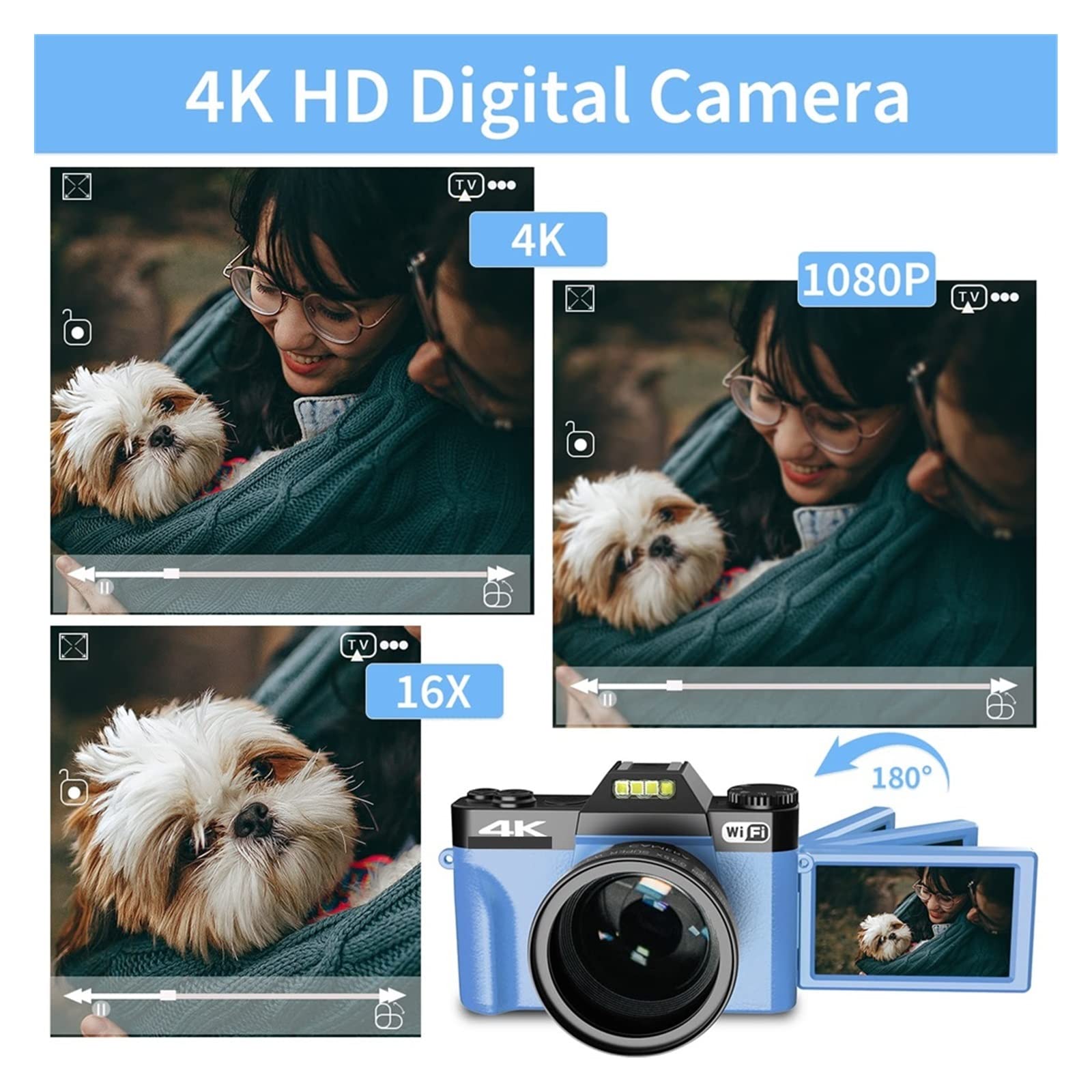 BODORME 48MP AF Camera with 16X Wide Angle & 4K Video - Perfect for Photography & Streaming