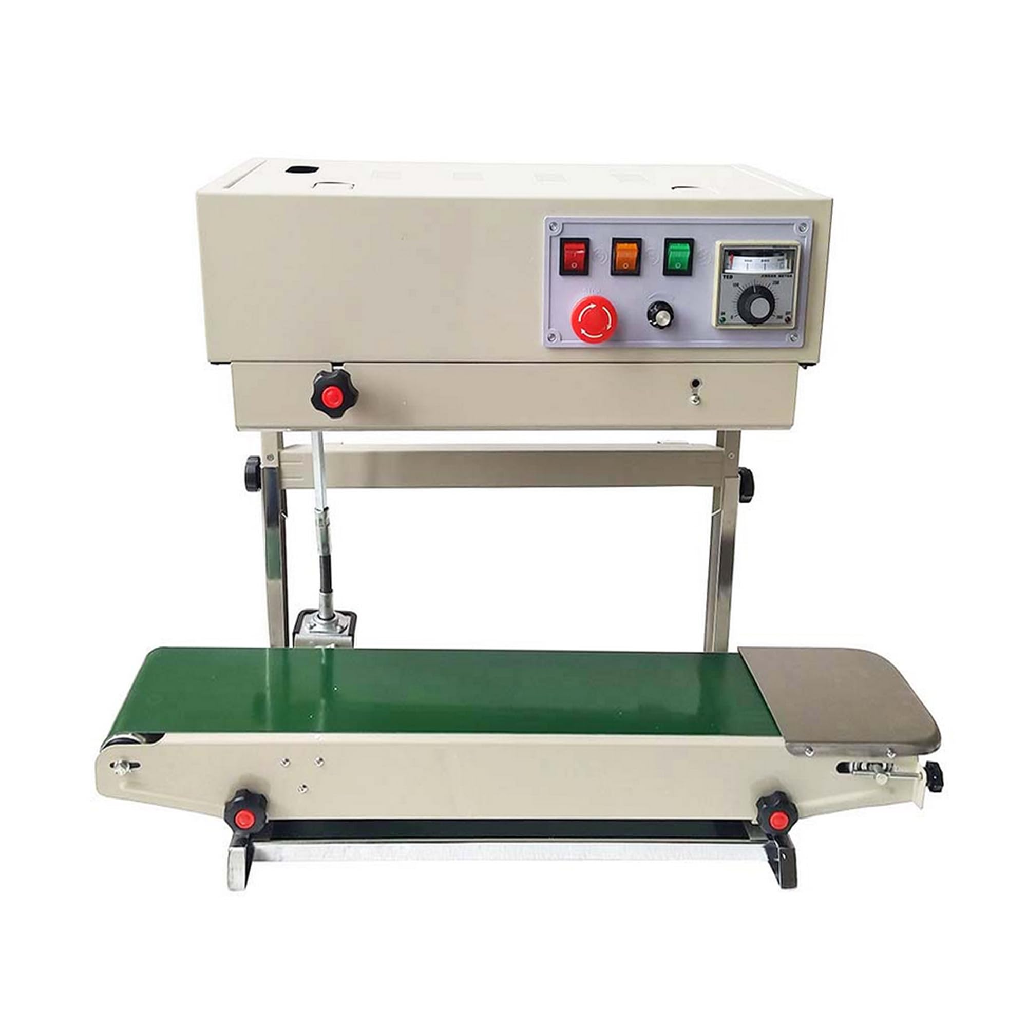 INTSUPERMAI FR880 Continuous Band Sealer - Automatic Vertical Sealing Machine for PVC, Aluminum Foil & Plastic Bags (110V) - Ideal for Food Packaging, Medical Supplies & Industrial Sealing