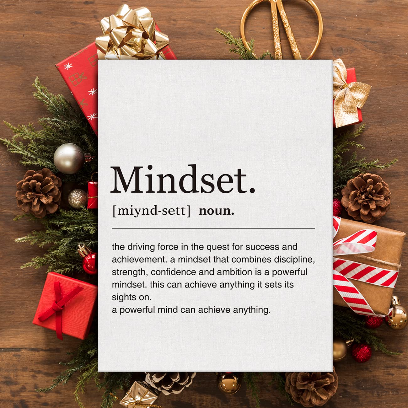Inspirational Mindset Definition Canvas Print - Motivational Office Wall Art Decor with Quote, Framed Painting for Home & Workspace | Perfect for Office, Living Room & Desk Decor