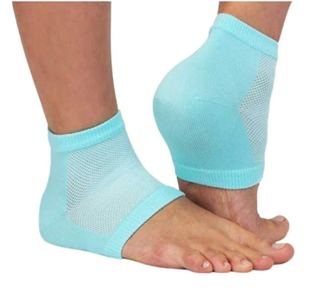 NGEL Crack Cotton Foot Protector Moisturizing Socks with Spa Gel - Heel Pain Relief Silicone Gel Pad Socks for Men & Women - Soft Botanical Cotton Socks (Multicolor) - Perfect for Dry Skin Care, Overnight Treatment & Home Spa Relaxation