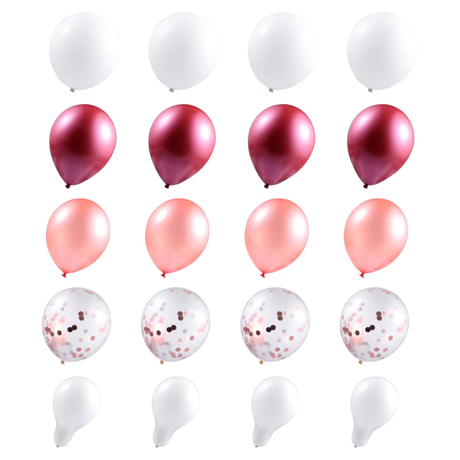 Amosfun Rose Gold & Claret Latex Balloons Set for Weddings, Birthdays, Parties - Irregular Chic Design for Home Decorations & Special Events