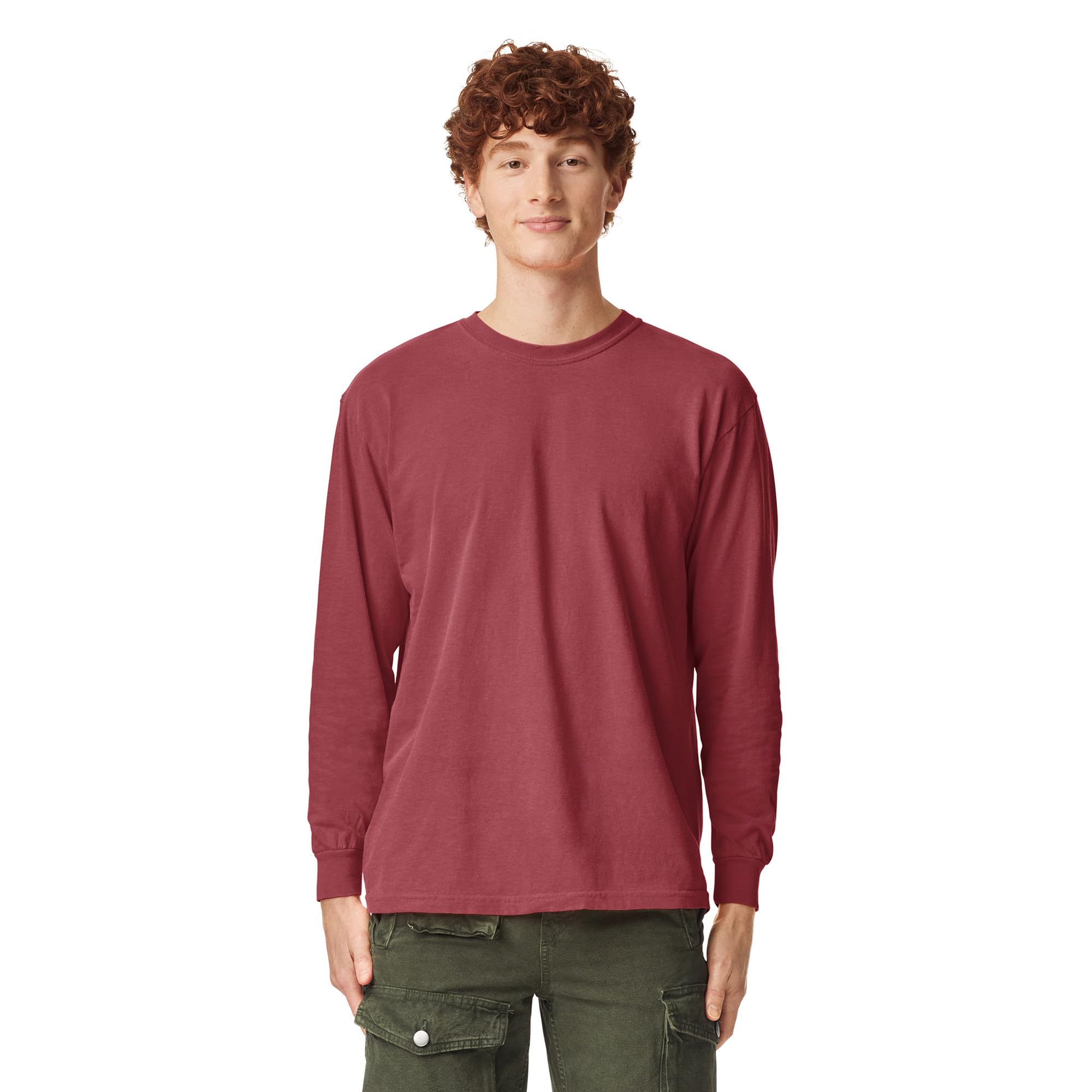 Comfort Colors G6014 Men's Long Sleeve T-Shirt - Soft Cotton Crewneck Casual Shirt for Everyday Wear, Work & Outdoor Activities
