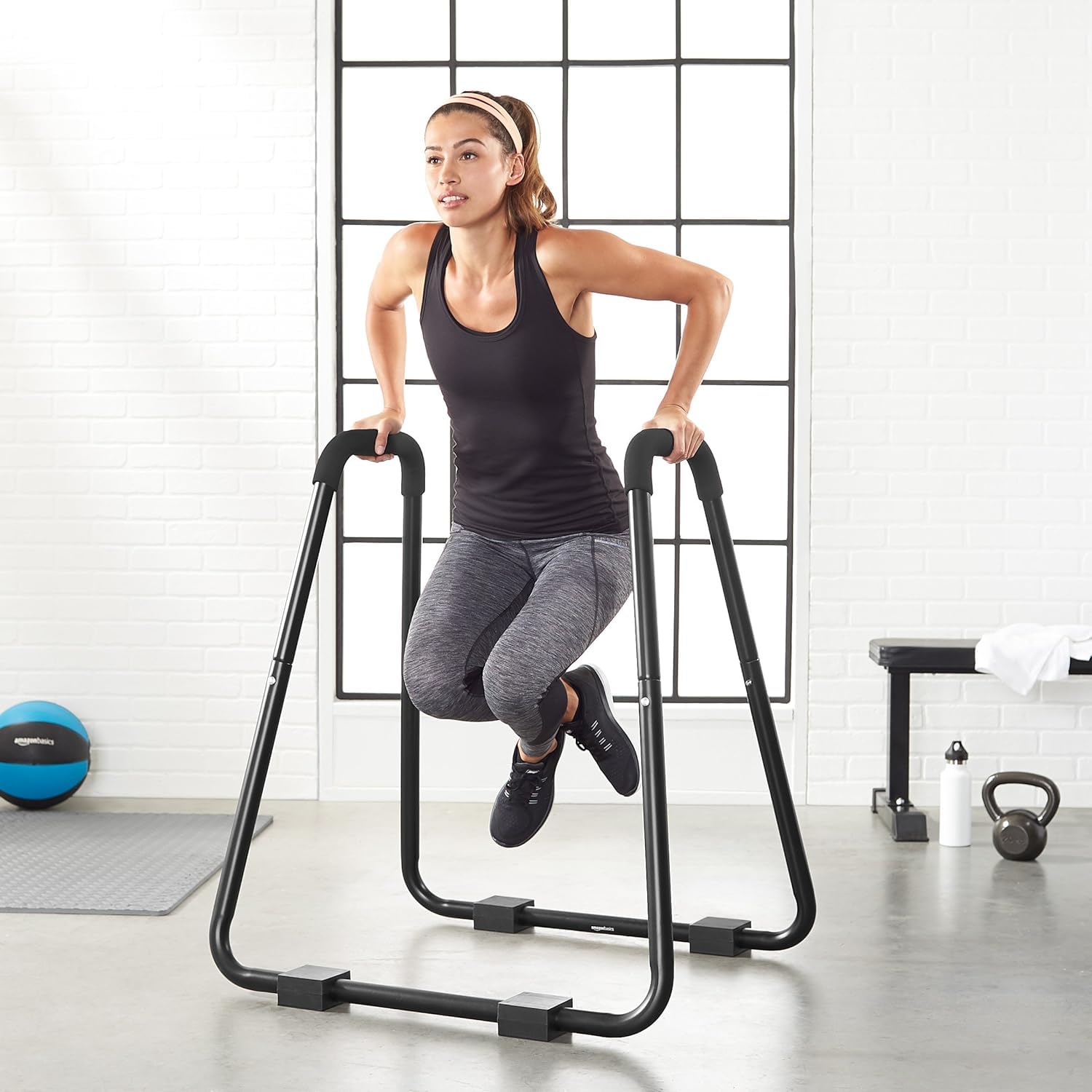 Black Dip Bar Stand for Strength Training & Calisthenics - Portable Fitness Station for Home Gym, Outdoor Workouts & CrossFit Training