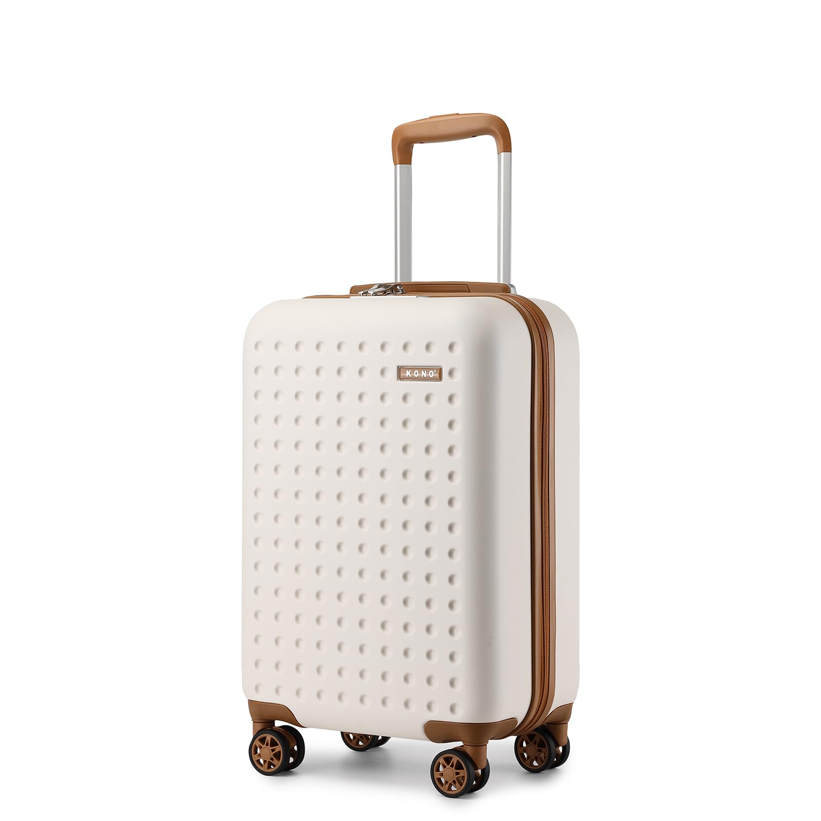 Kono 20 Inch Carry On Luggage - Airline Approved Lightweight Hardside Suitcase with 360° Spinner Wheels & TSA Lock (Cream White) - Perfect for Business Travel, Weekend Getaways & International Flights