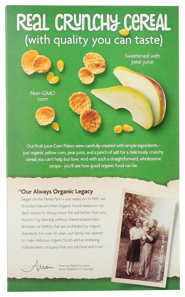 Nature's Path Organic Corn Flakes Cereal - Fruit Juice Sweetened, Non-GMO, 6-Pack (10.6 Oz Each) - Healthy Breakfast for Kids & Adults, Perfect with Milk or Yogurt