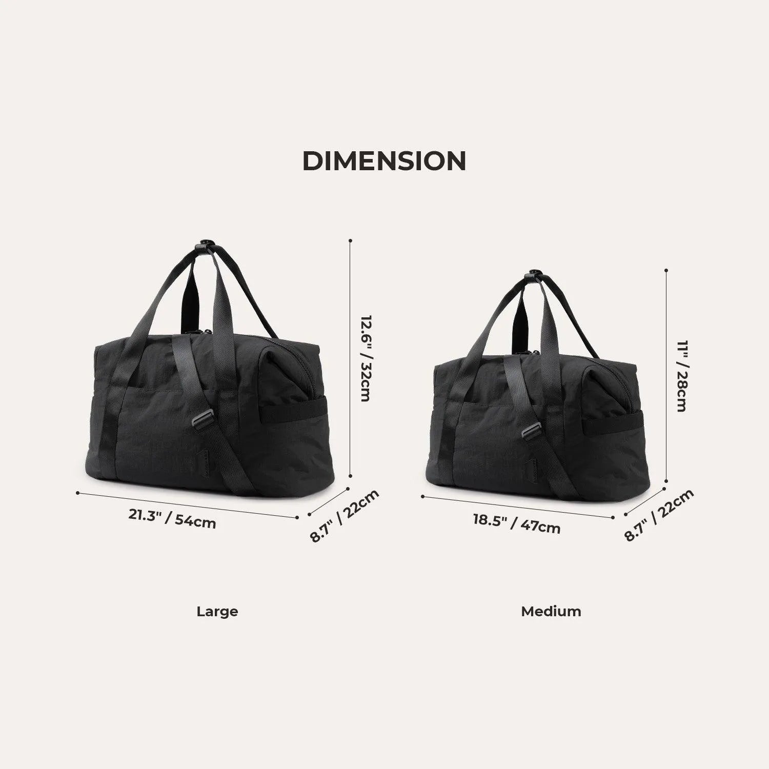 Zoraesque Black Duffel Bag - Stylish & Durable Travel Duffel for Gym, Work, Weekend Trips & Outdoor Adventures