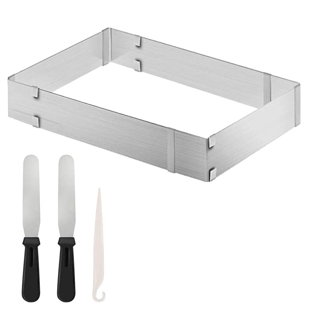Zerlibeaful Adjustable Stainless Steel Rectangular Cake & Bread Baking Mold Pan - 6 Inch Round Size for Home Kitchen, Baking, Dining & Bar Use - Perfect for Cakes, Breads, Pastries and Desserts