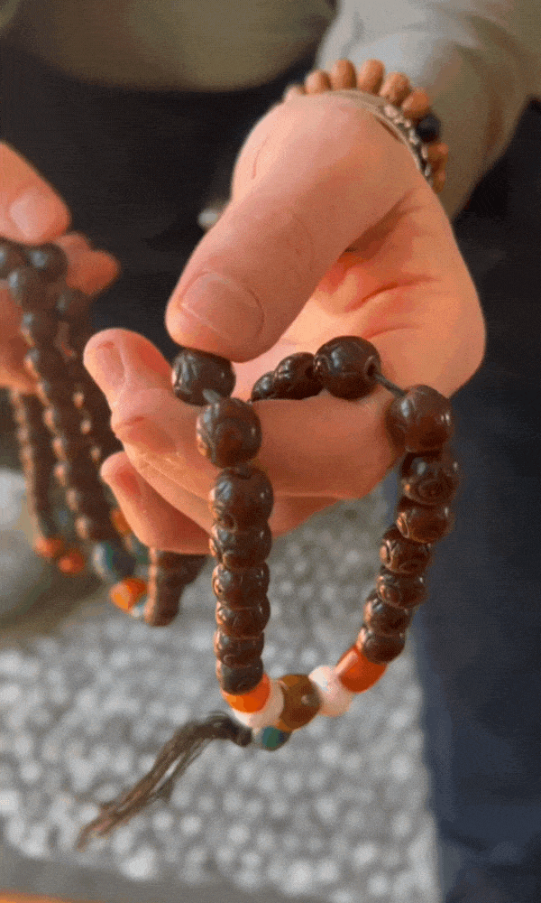 Authentic Rudraksha and Gemstone Nomad Mala Beads - Handmade Meditation Necklace for Yoga, Spiritual Healing & Boho Fashion Accessory