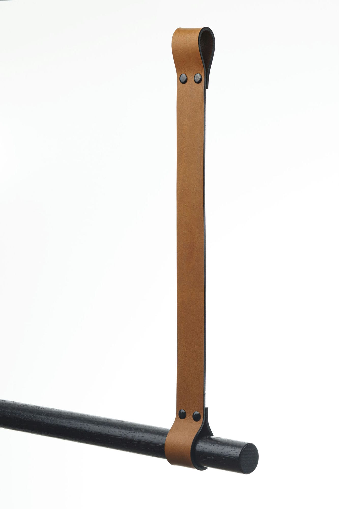 Premium 01 Leather Laundry Strap Set in Matt Black & Oak - Heavy Duty Clothesline for Indoor/Outdoor Use, Perfect for Apartments, Camping & Travel