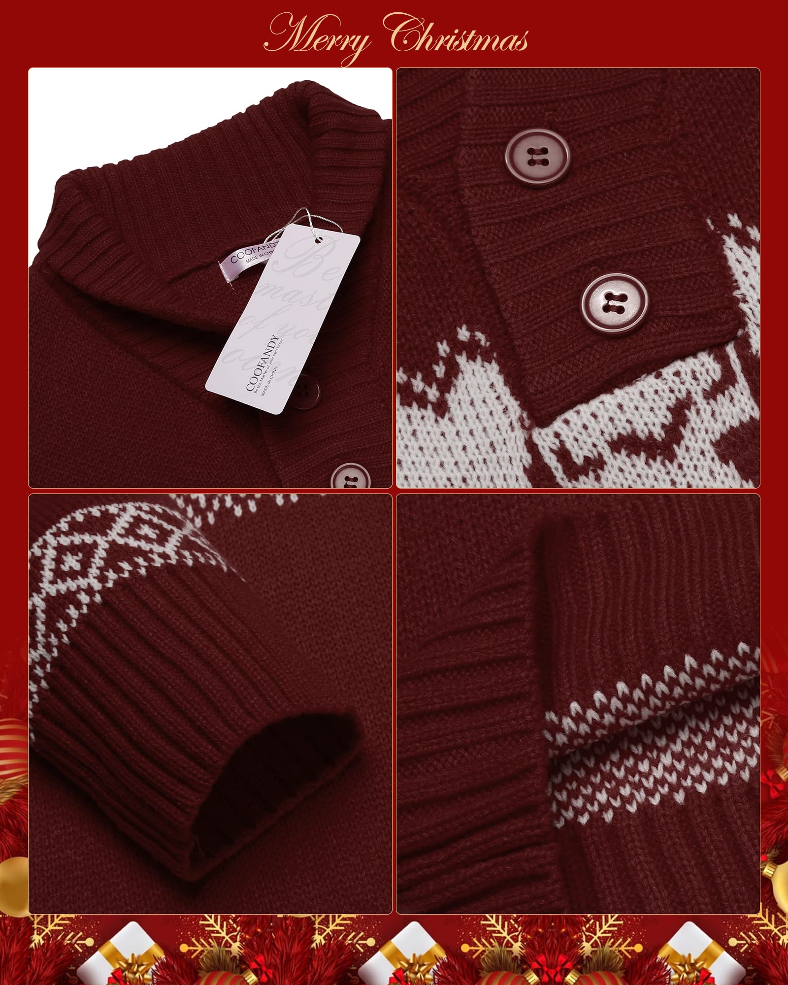 COOFANDY Men's Ugly Christmas Sweater - Festive Snowflake Knit Pullover for Holiday Parties & Casual Winter Wear