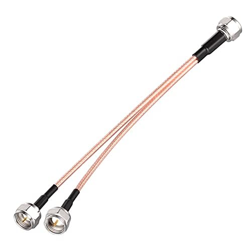 Superbat F Type Splitter Cable - 75 Ohm Coaxial Cable Splitter, F Male to Dual F Male, 6 Inch - for Cable Modem, TV Box, Satellite, Antenna | Perfect for Home Theater Setup & Signal Distribution