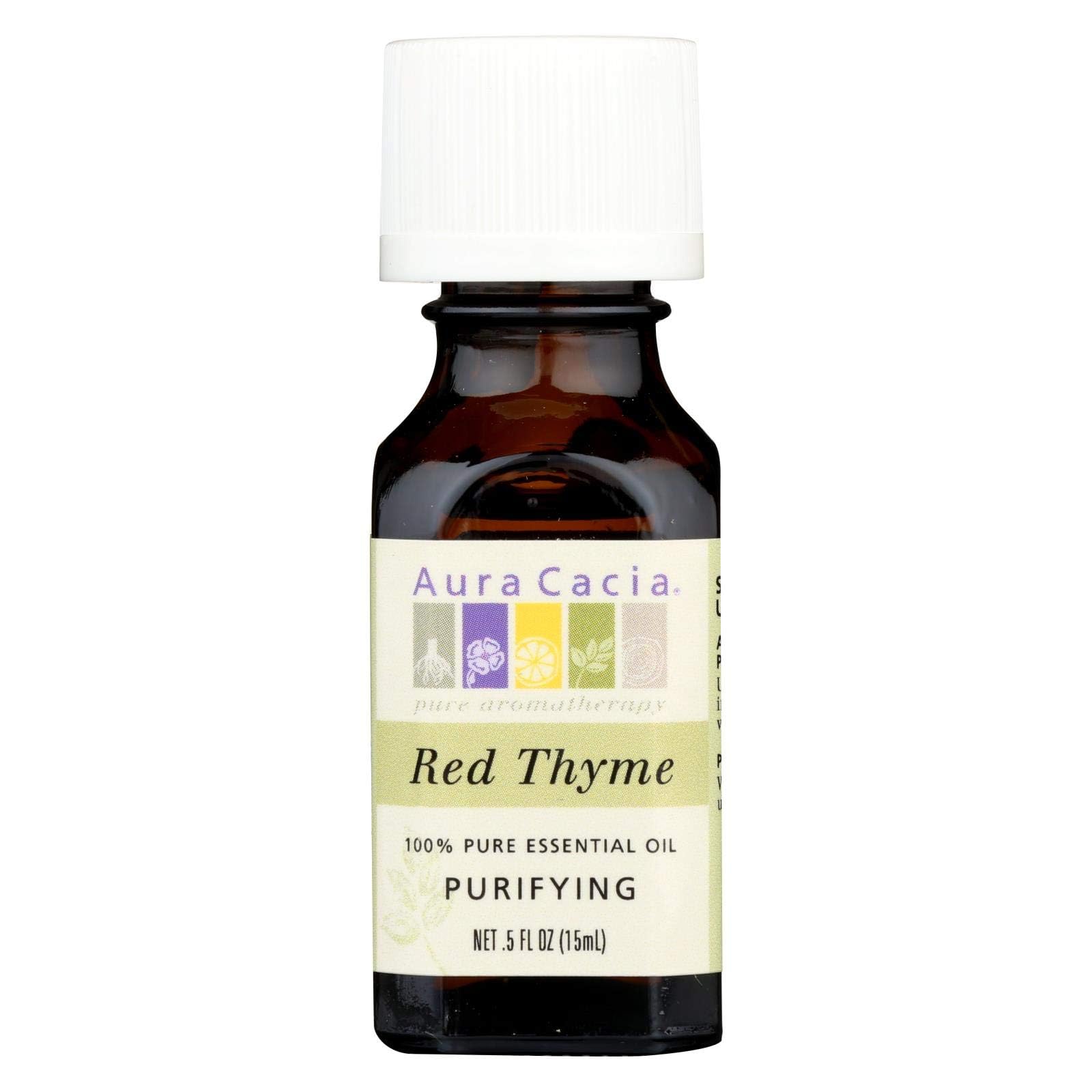 Aura Cacia Essential Oil - Thyme Red 100% Pure for Aromatherapy, Massage & DIY Skincare | USDA Organic Certified