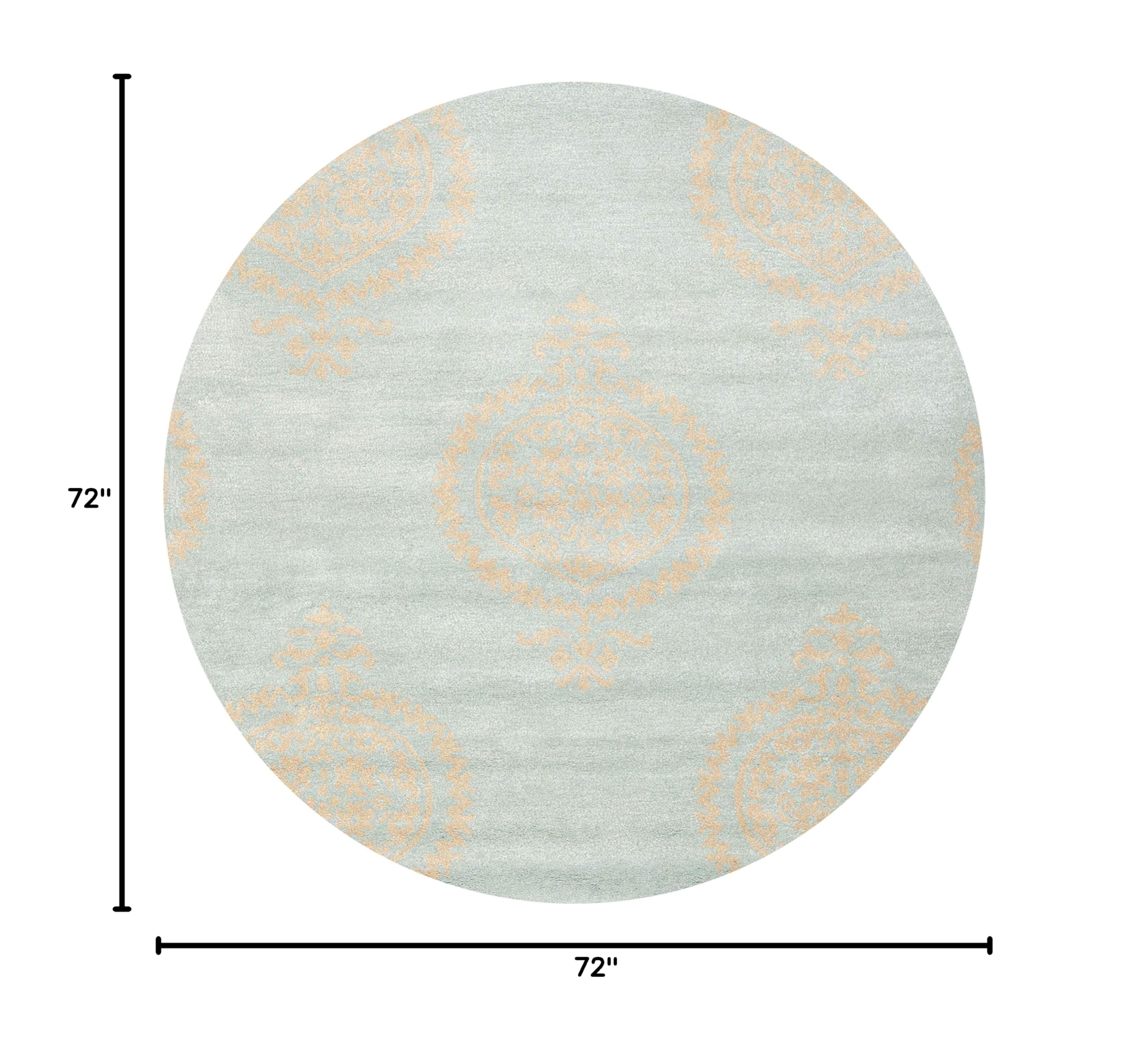 SAFAVIEH Soho Collection 6-Foot Round Blue & Beige Area Rug - Handmade Premium Wool & Viscose - Perfect for Living Room, Bedroom or Office Decor (Model SOH703A)