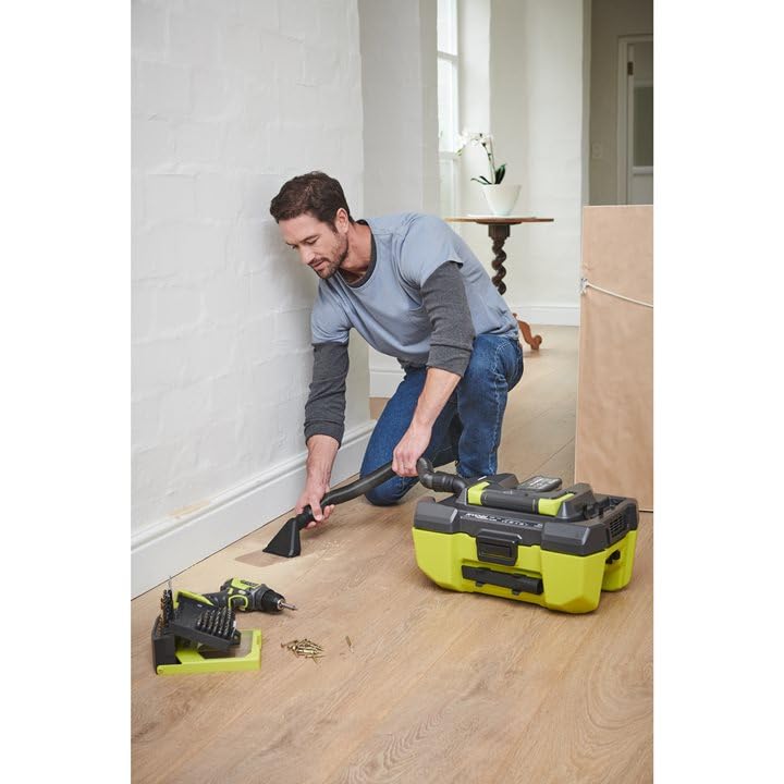 Ryobi ONE+ 18V Cordless Wet/Dry Vacuum Cleaner - 3 Gallon Portable Shop Vac with 4.0Ah Battery & Charger - Ideal for Home Cleaning, Garage Workshop, and DIY Projects