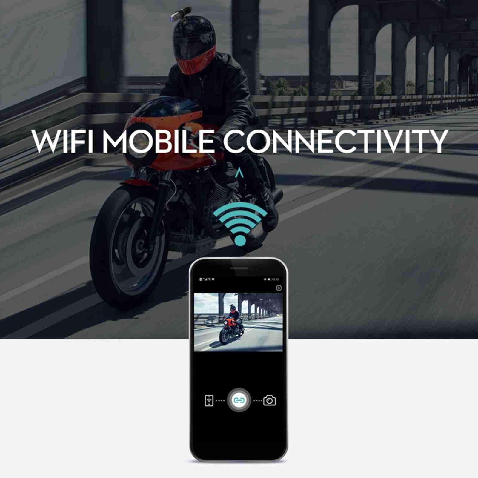 Dual 2K Helmet Camera - IP66 Waterproof WiFi Remote Control, 170° Wide Angle with G-Sensor - Front & Rear Bicycle Sports Camera (Anzone App Compatible) for Cycling, Motorcycle & Action Sports Recording