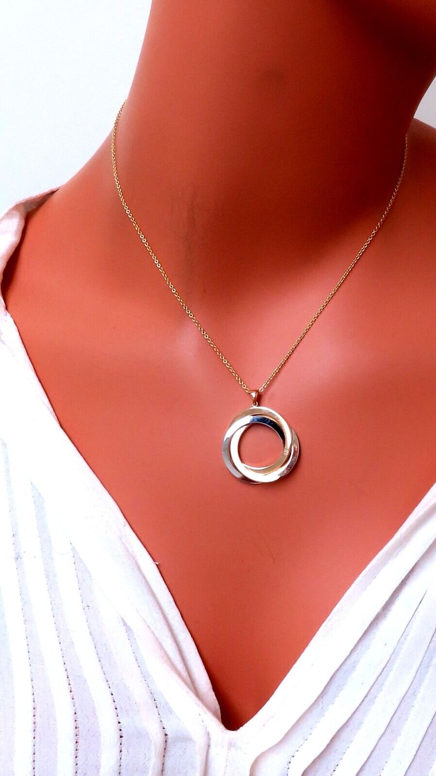 14kt Gold Three Circles Pendant Necklace - 27mm Minimalist Dainty Chain for Women | Perfect for Everyday Wear, Gifts & Special Occasions