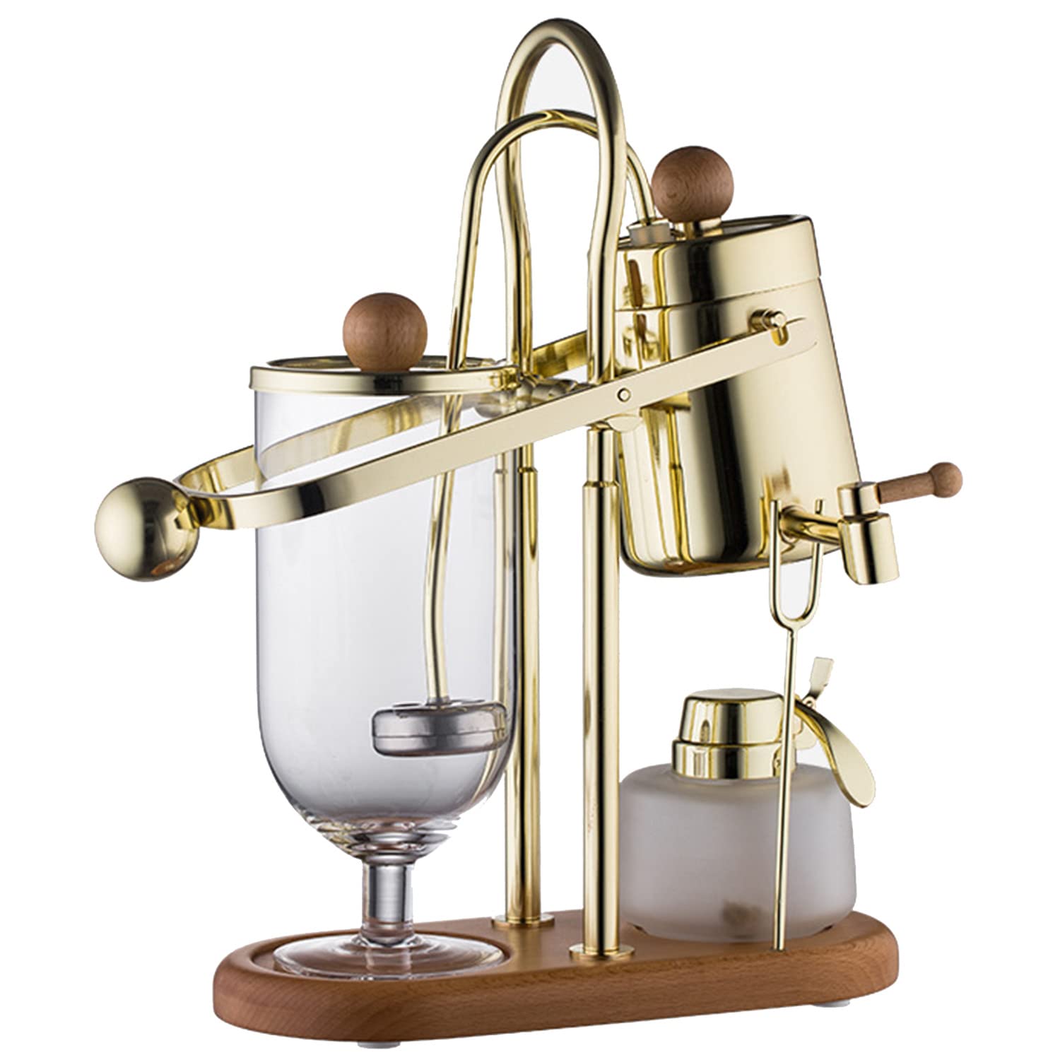 Premium Siphon Coffee Maker - Luxury Royal Balance Syphon Brewer for Coffee & Tea with Elegant Wood Texture Base & Lid Knob (500ml/17oz Capacity) - Perfect for Home Brewing, Coffee Shops & Gift Giving