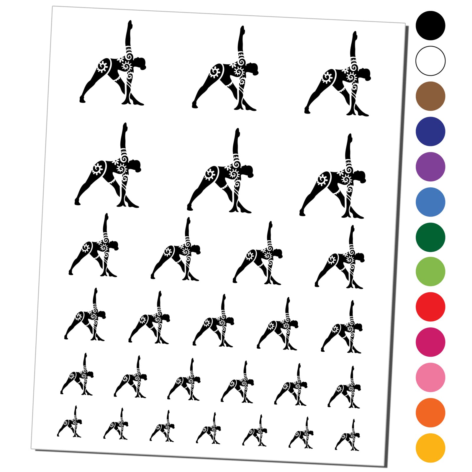 Trikonasana Yoga Pose Temporary Tattoo - Waterproof Fake Body Art Stickers for Yoga Enthusiasts - Black Triangle Design (1 Sheet) - Perfect for Yoga Classes, Festivals & Spiritual Events