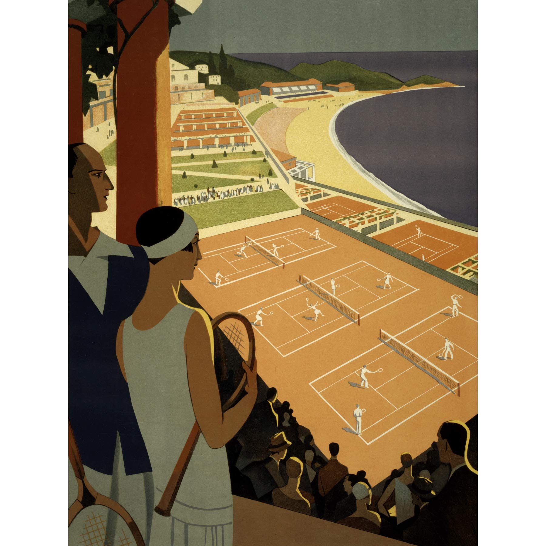 Vintage Monte Carlo Monaco Tennis Wall Art Poster - Large 18x24 Inch Thick Paper Print - Perfect for Home, Office & Game Room Decor