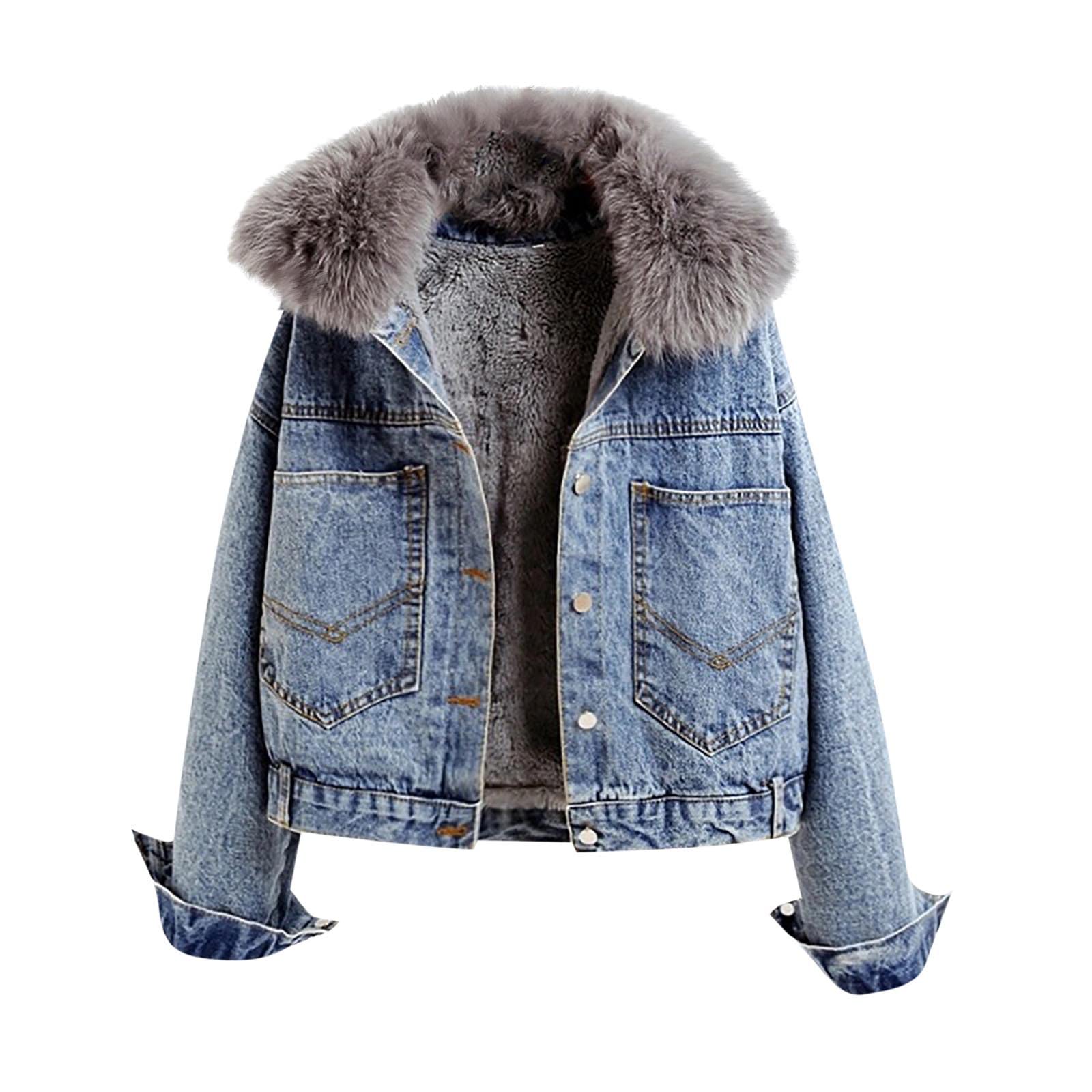 Women's Hooded Denim Jacket - Winter Detachable Hoodie, Casual Cropped Slim Fit Long Sleeve Jacket for Women | Perfect for Layering, Streetwear & Fall/Winter Fashion