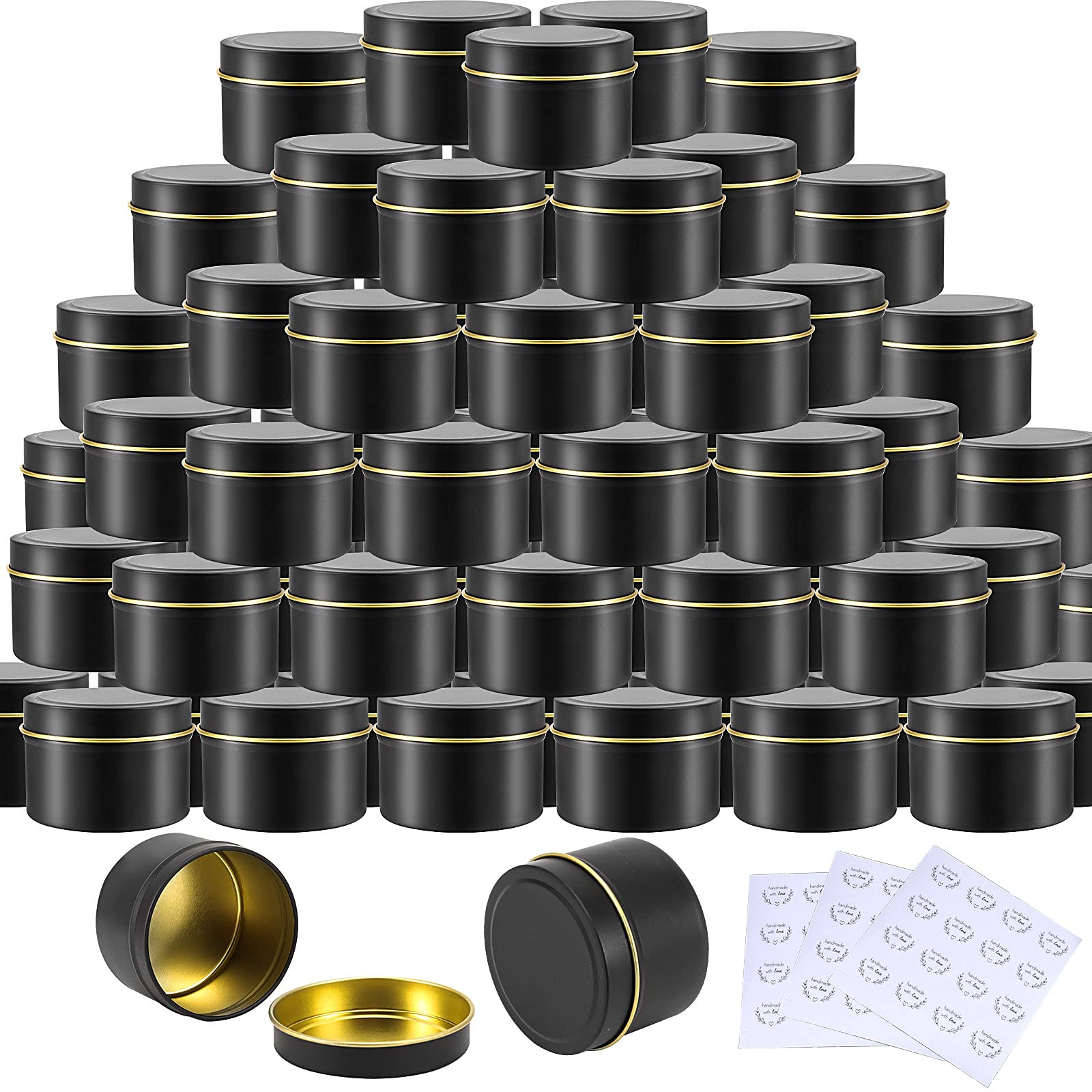 24-Piece 8 Oz Black Candle Tins with Lids - Empty Metal Candle Containers for DIY Candle Making, Arts & Crafts, Storage & Holiday Gifts - Perfect for Home Decor, Wedding Favors & Party Supplies